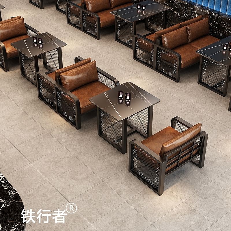 工业风清吧咖啡厅奶茶店沙发火锅烧烤店主题餐厅酒吧桌椅组合卡座