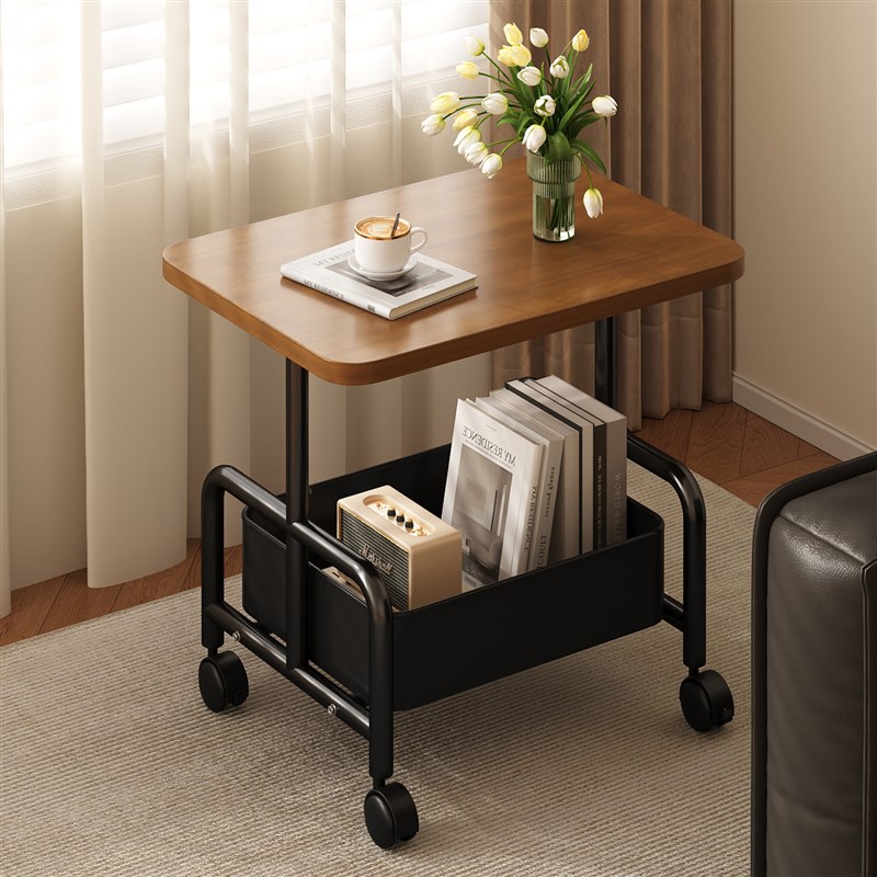 可移动零食小推车置物架客厅沙发边几中古风茶几边桌迷你床头桌子