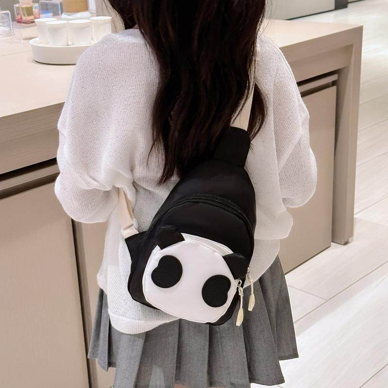 2024新款可爱熊猫儿童斜挎包女童小包包包小女孩胸包宝宝洋气背包