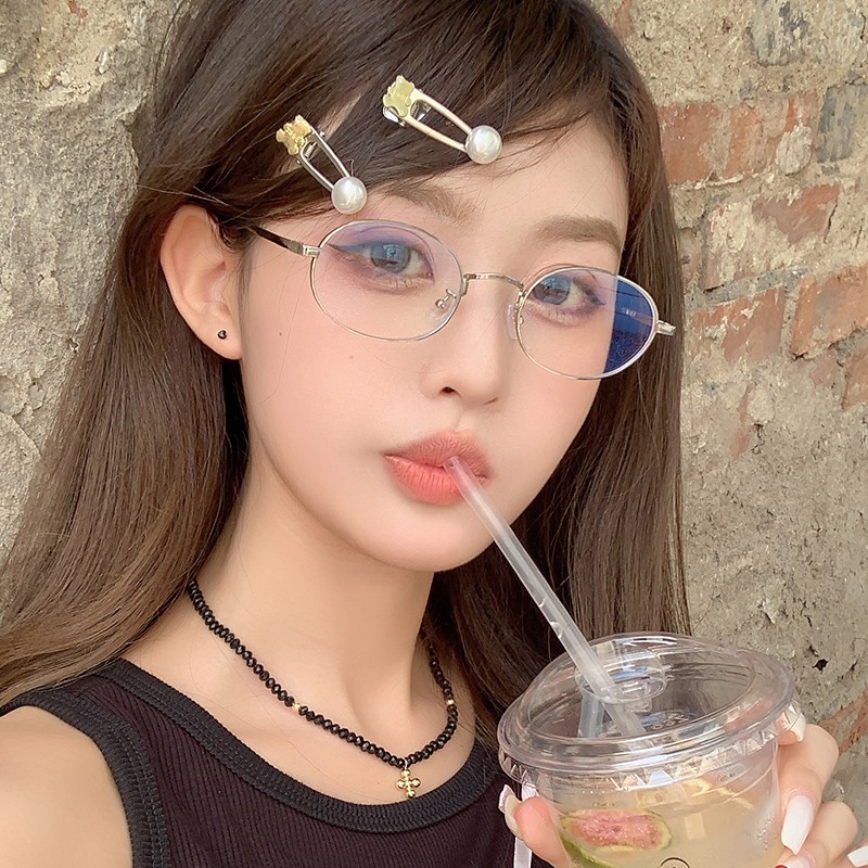复古银色金属细边小框高智感近视眼镜框女斯文学生防蓝光纯欲眼镜