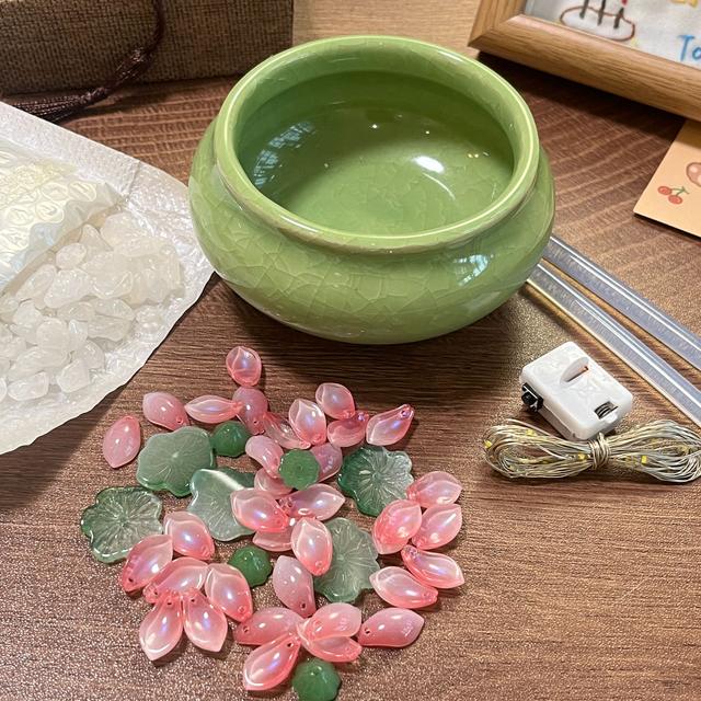 荷花小夜灯手工DIY自制材料摆件新年情人节礼物送女生男生