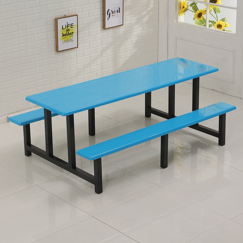 不锈钢食堂餐桌椅一体式学校员工地饭堂468小吃连体快餐桌椅组合