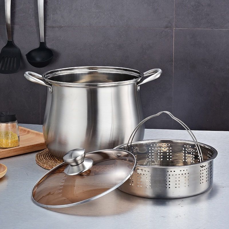 加厚汤锅304不锈钢覆底家用大汤锅电磁炉煮粥锅大容量煲汤锅燃气