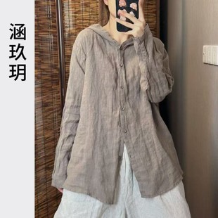 襯衫 涵玖玥100%雨露麻 帽衫 巴恩風氣質范兒簡約款 9585 上衣C