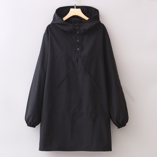 工装 厨房围裙可定制logo工作服 连帽大口袋宽松罩衣防泼水男女同款