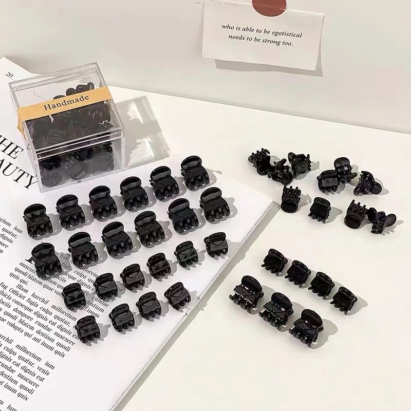 黑色迷你刘海夹公主头发型小抓夹24个碎发小夹可爱精致小巧碎发夹