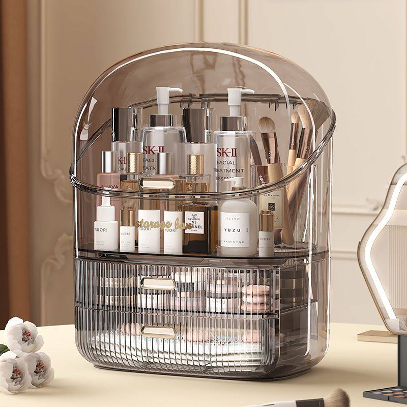 轻奢化妆品收纳盒防尘大容量桌面透明梳妆台口红护肤品置物架带盖,收纳整理,化妆刷收纳盒/桶,淘宝优惠券,粉丝福利购,淘宝优惠卷