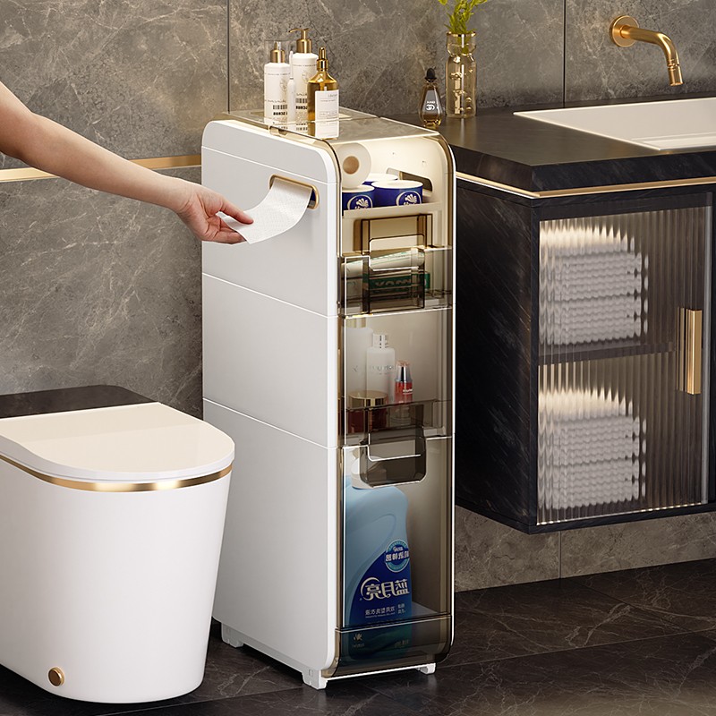 收纳可移动落地式透明超窄储物柜置物架夹缝抽屉式洗手间储物柜