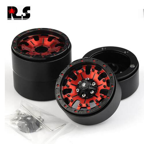 RS红蜘蛛攀爬车铝合金轮毂1.9寸TRX4瑞泰SCX10通用轮毂怒火R98
