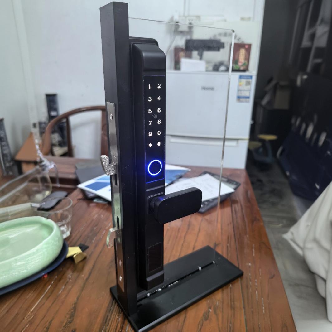 办公室玻璃门密码断桥铝指纹锁窄边框玻璃推拉门平开门锁电子锁