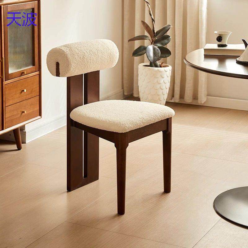 bts复古法式实木餐椅家用客厅餐桌化妆椅中古风设计师靠背椅子河