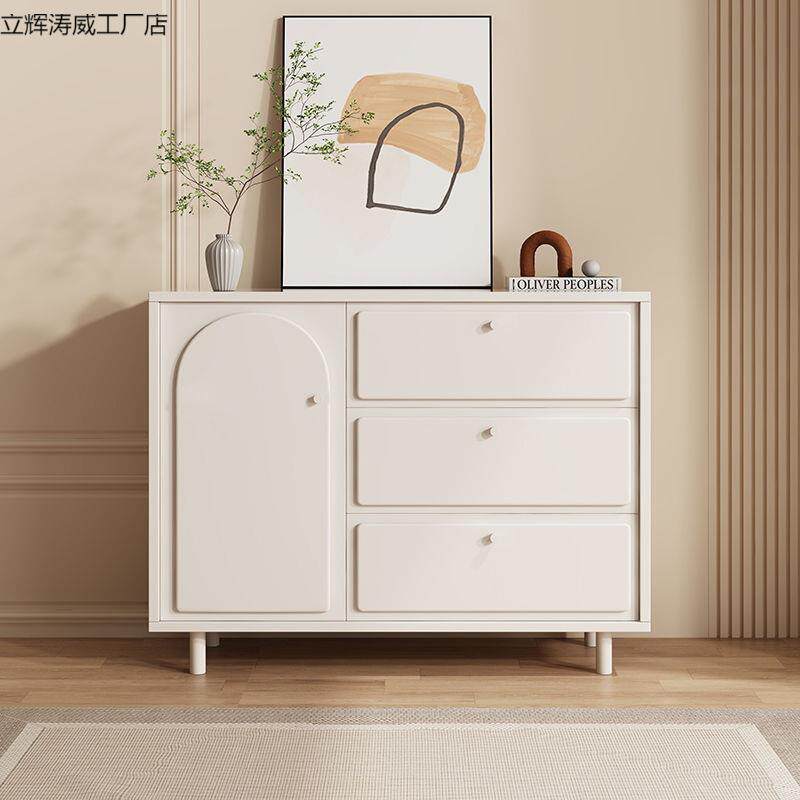 奶油风实木斗柜卧室收纳储物柜客厅五斗柜置物床尾柜复古柜抽屉柜