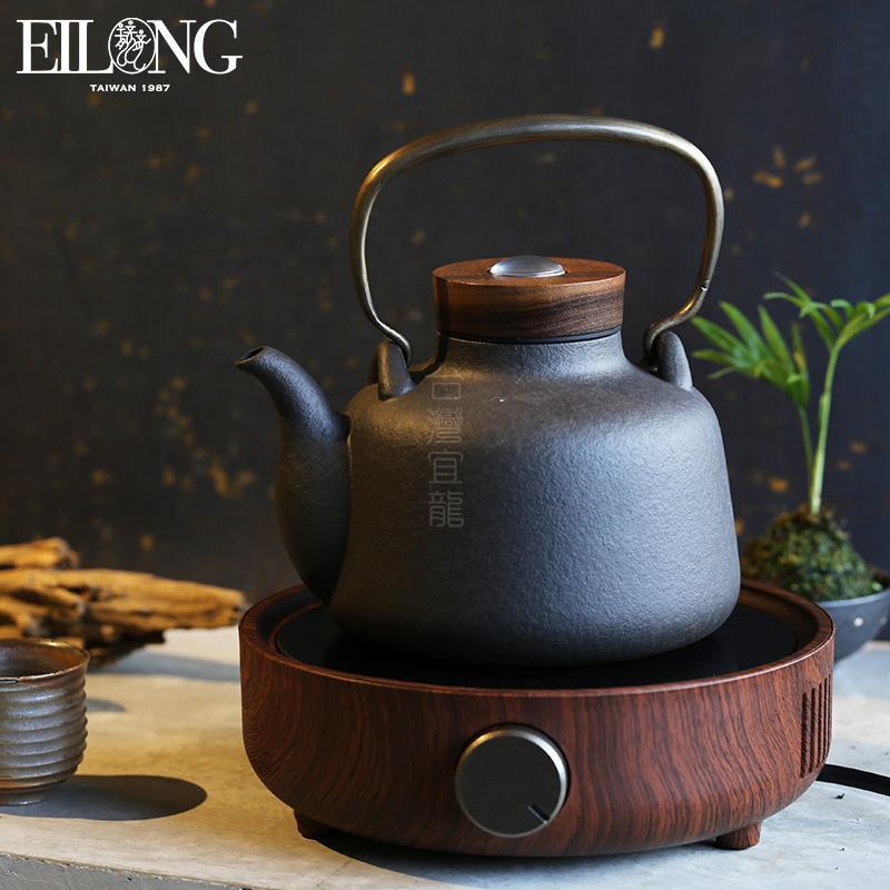 宜龙月泉感温式陶壶手工铜把提梁煮茶壶烧水壶家用茶具电陶炉茶壶