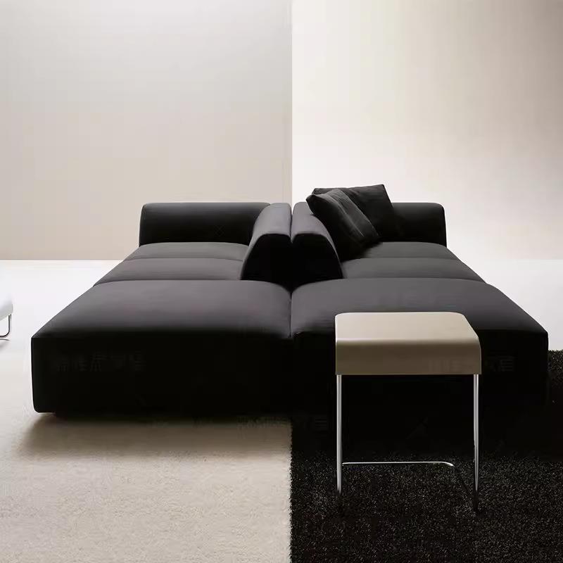 北欧设计师别墅样板间会展厅背靠背双面真皮沙发客厅4S店铺休息区