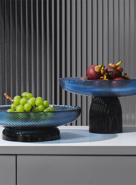 极简轻奢蓝色莲花果盘现代客厅茶几样板间售楼处桌面收纳托盘摆件