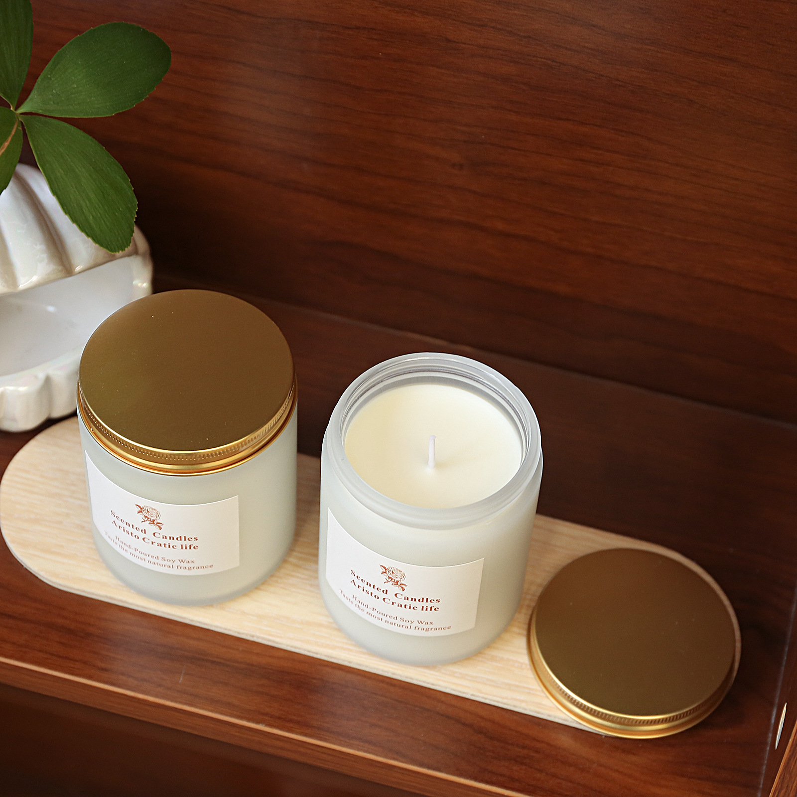 室内氛围质感磨砂玻璃杯香薰蜡烛创意氛围无烟手工香薰蜡烛