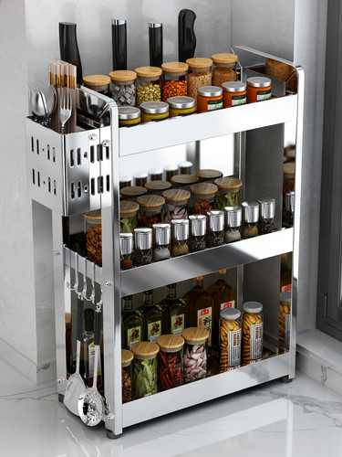 多功能台面不锈钢筷刀架调味料多层家用储藏架