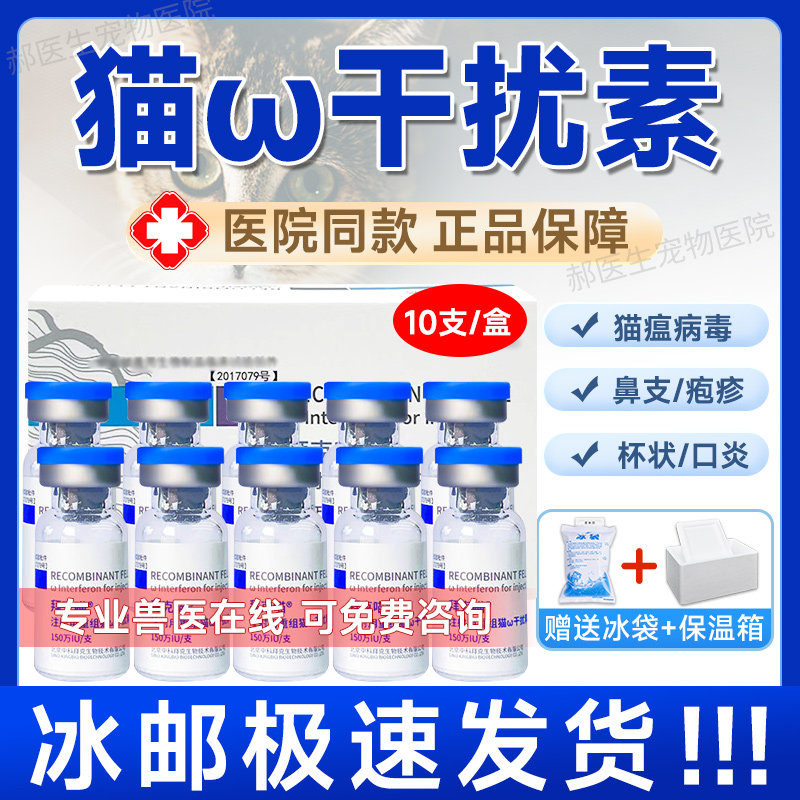 猫干扰素猫用口炎猫鼻支猫传腹疱疹冠猫杯状猫瘟病毒呕吐拉稀消炎