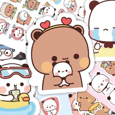 可爱蜜桃猫手账装饰防水贴纸情侣
