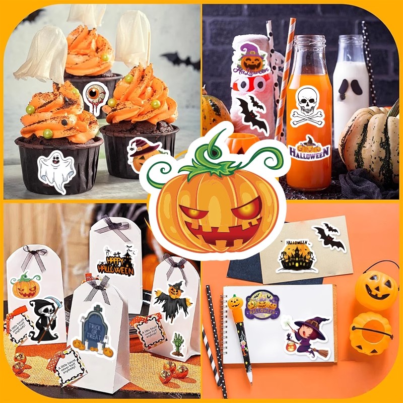 万圣节快乐贴纸南瓜幽灵女巫