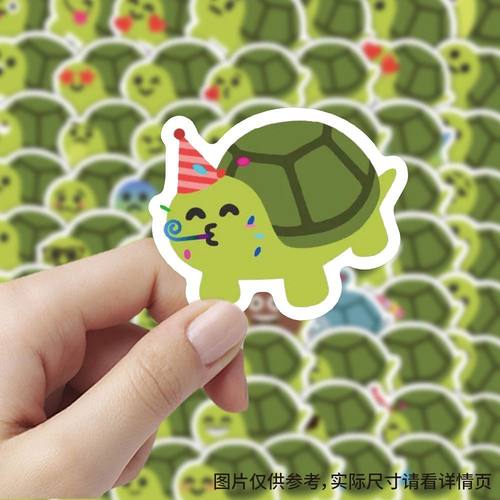 新款小乌龟表情贴纸可爱卡通创意装饰手账笔记本水杯手机防水贴画