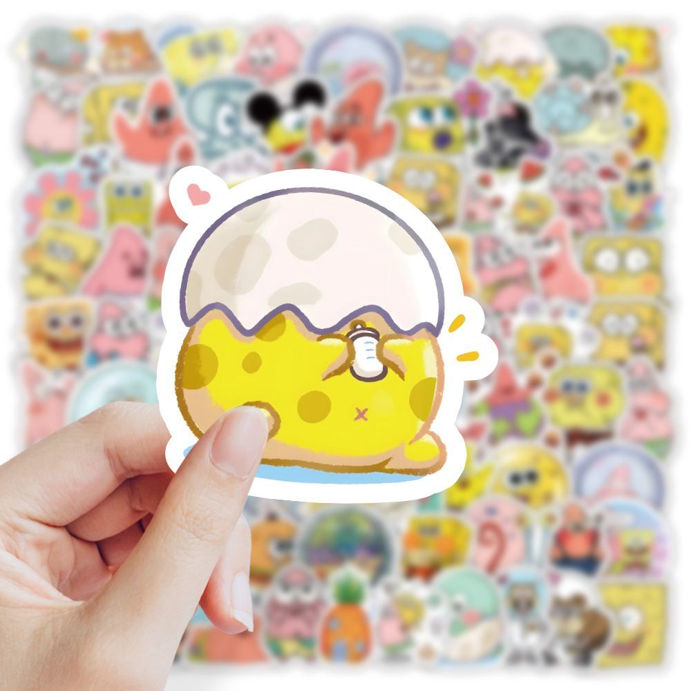 240张海绵宝宝贴纸卡通可爱派大星装饰ins手机手账笔记本防水贴画