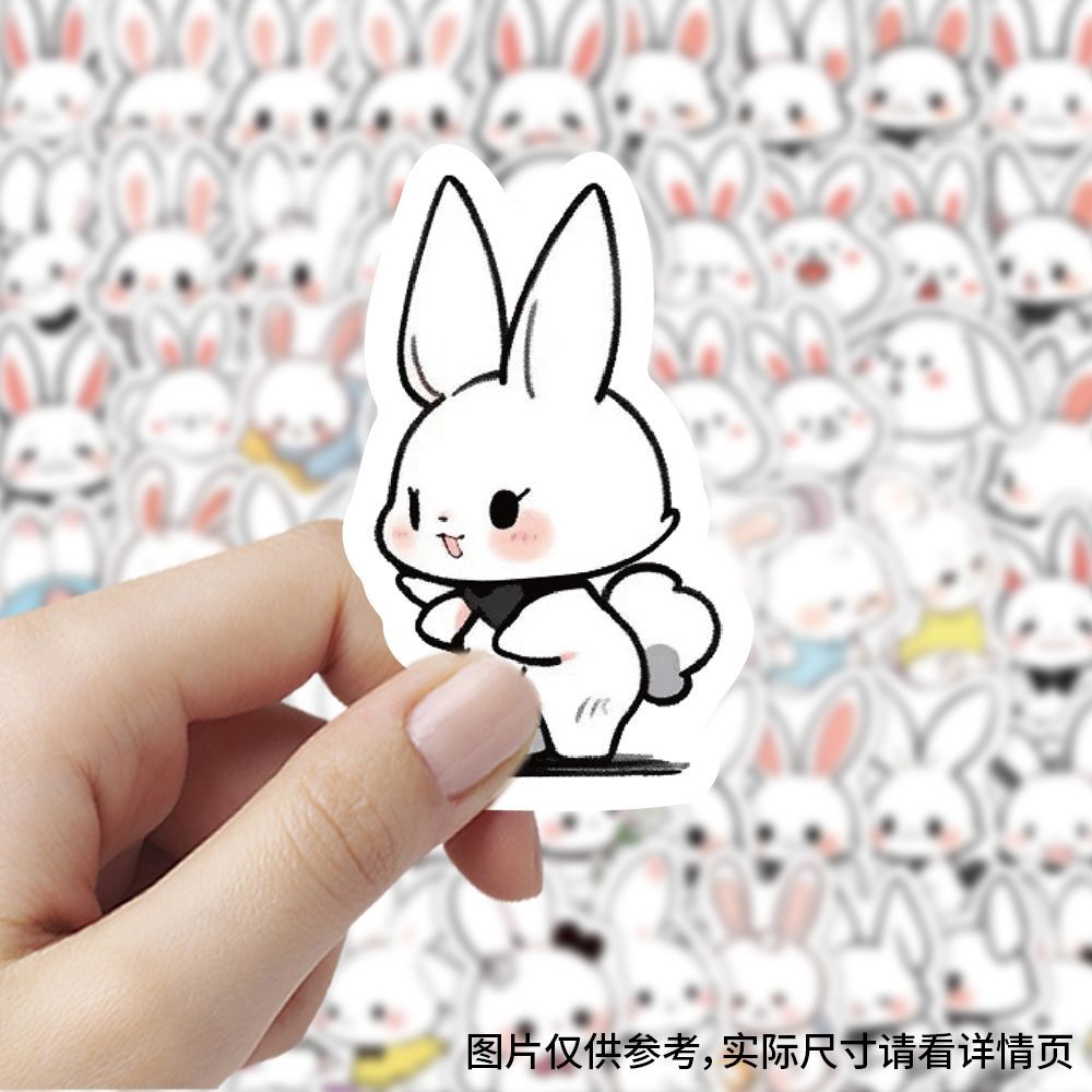 小兔子插画可爱简笔画贴纸卡通动物手账创意装饰笔记本贴画防水