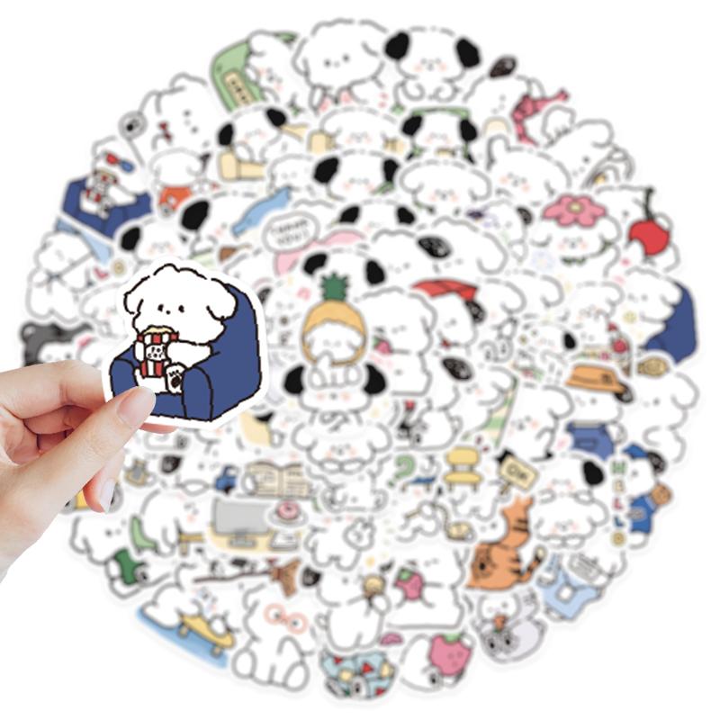 简笔画狗狗贴纸手机壳文具笔记本电脑桌面水杯涂鸦贴画diy旅行箱