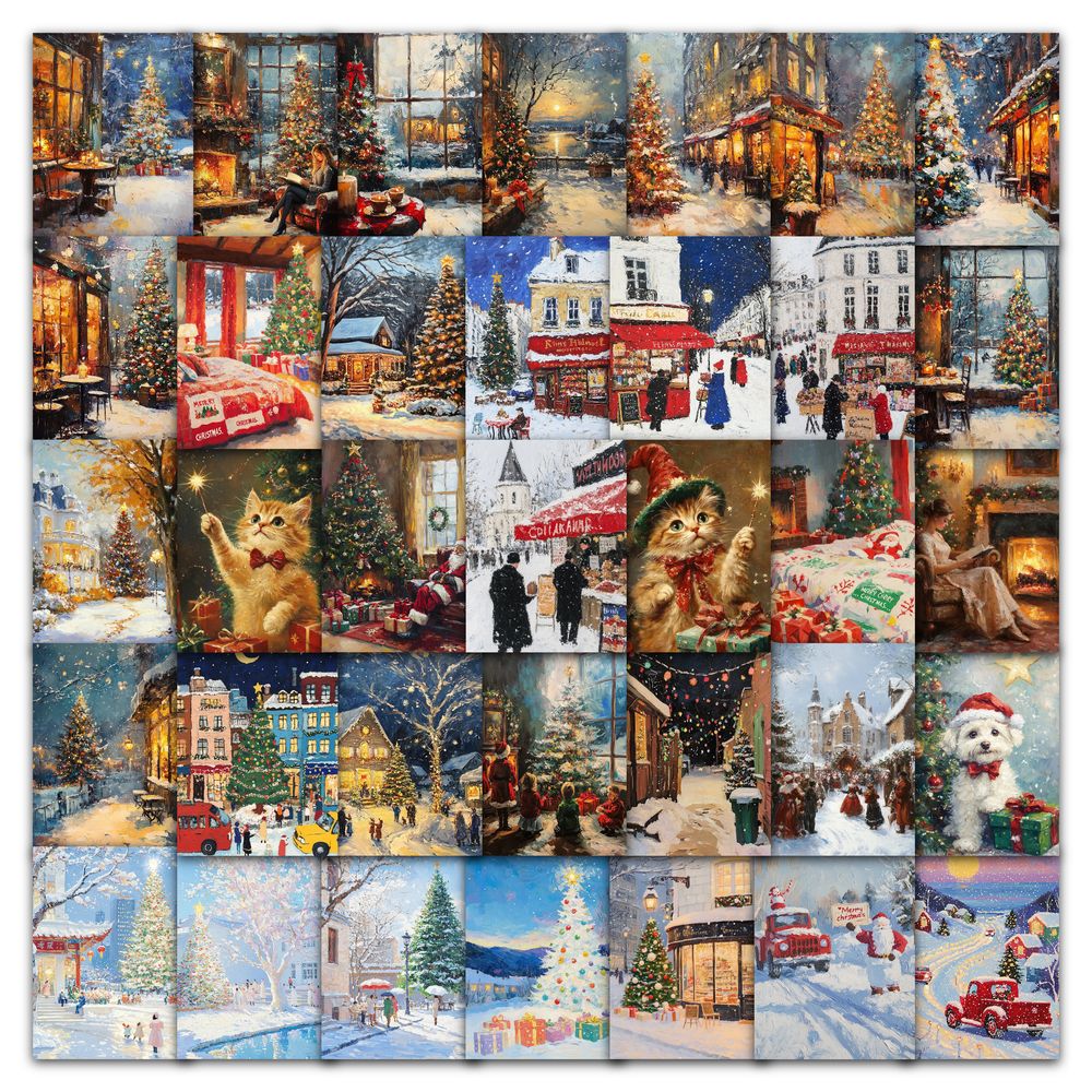 可爱卡通圣诞平安夜贴纸