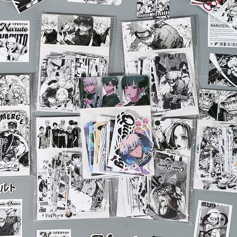 海贼王火影忍者排球少年花子君时光代理人咒术回战动漫贴纸合集