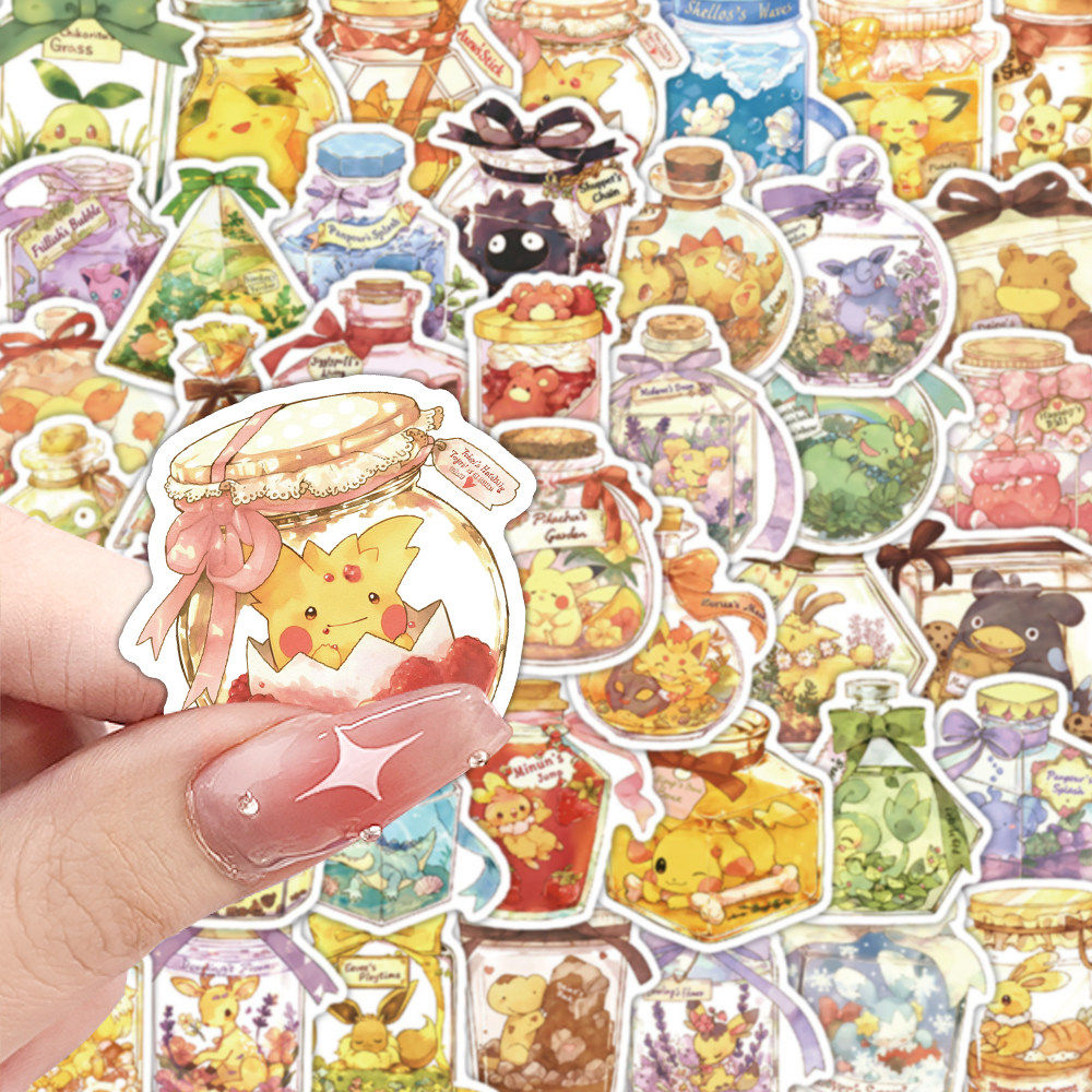 694张宝可梦瓶子贴纸皮卡丘喷火龙可爱卡通小图案diy装饰手账素