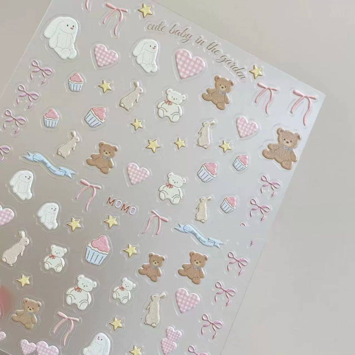 晚安珍妮布偶兔熊立体浮雕贴纸