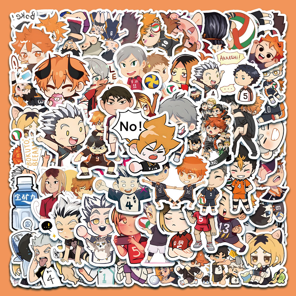 63张Q版排球少年贴纸 日漫可爱周边向响阳可爱手机ipad装饰小贴画