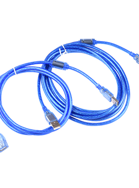 蓝色USB2.0数据线 公对公 公对母延长线 带屏蔽磁环0.5m/3/5/10米