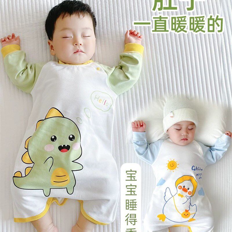 优奇儿童睡袍春秋婴儿睡衣秋季纯棉长袖宝宝小童空调服外出服