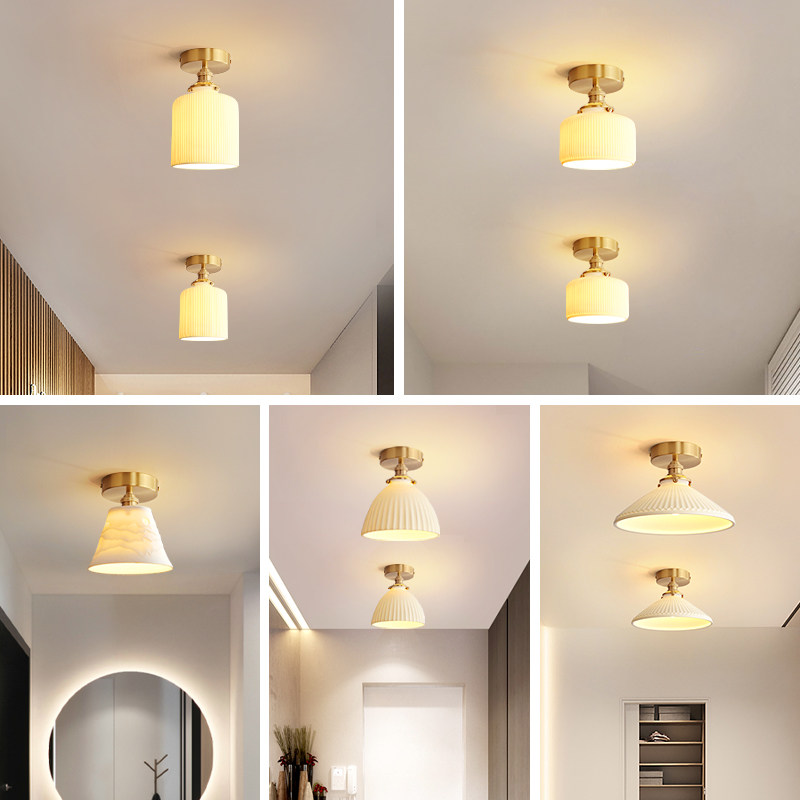 2021年新款北欧过道走廊玄关门厅灯 日式创意奶白玻璃南瓜吸顶灯,家装灯饰光源,床头/玄关/吧台/过道吊灯,淘宝优惠券,粉丝福利购,淘宝优惠卷