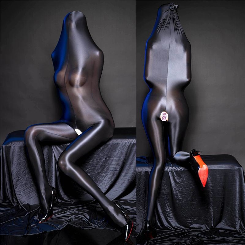 女油光新品油亮丝滑丝袜性感透明紧身全包包头连体分腿美体内衣