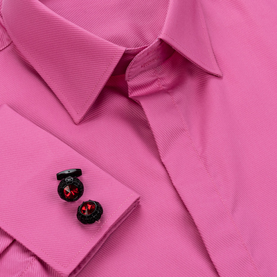 秋款法式衬衫男修身袖扣竹纤维寸衫袖口结婚红色正装男士衬衫长袖