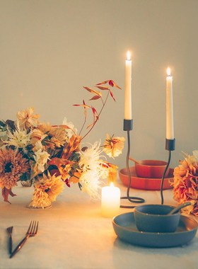 欧式 曲线 烛台摆件创意家居样板间摆饰铁艺民宿餐桌装饰拍摄道具