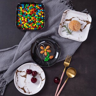 大理石纹吐骨碟家用仿瓷小碟子盘子骨头碟餐桌垃圾盘KTV圆形菜碟