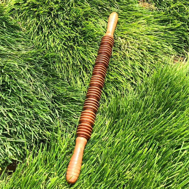 瑜伽黄色酒红色经络棒滚轮棒淋巴木质手动颈部腰部腿部颈全身包邮