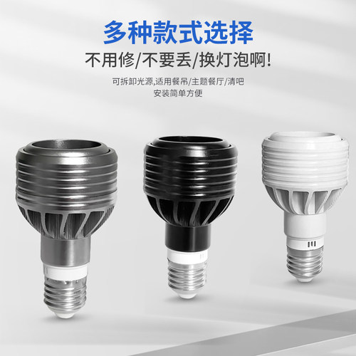 全光谱LED灯泡E27螺口变焦聚光灯杯无频闪护眼照明服装店商用射灯