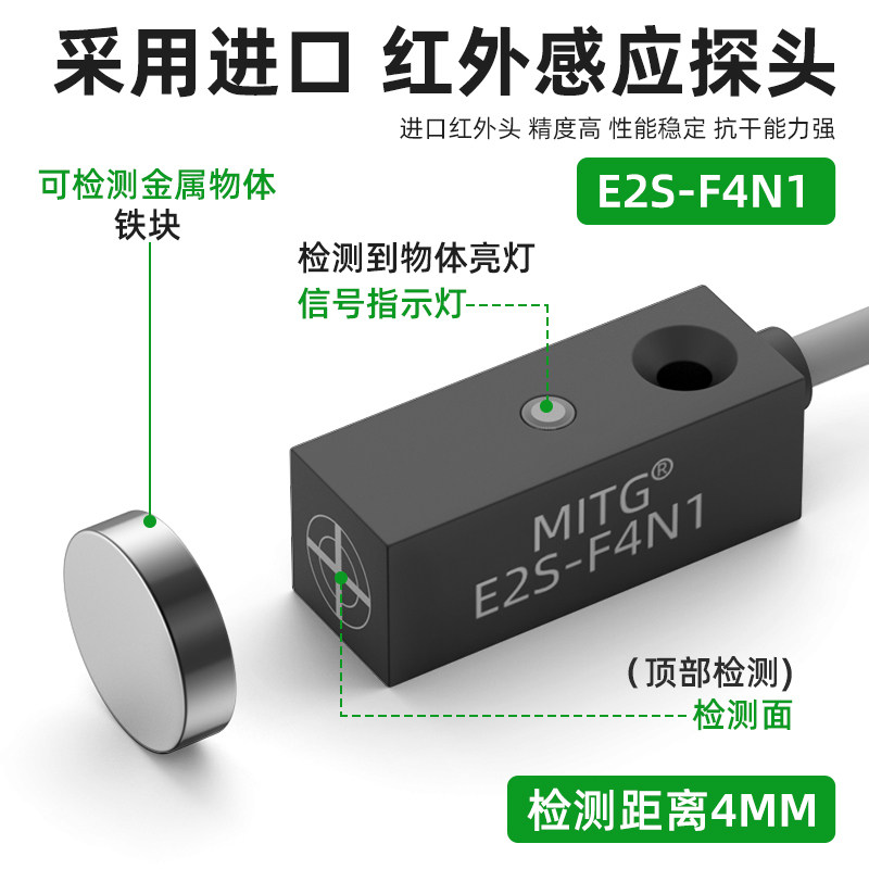 微小型方形金属接近开关限位感应传感器E2S-F4N1 NPN常开4mm 防水