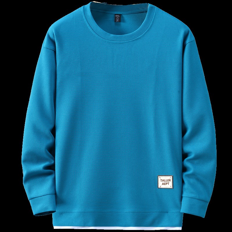 350斤加肥加大卫衣拼接假两件上衣宽松胖子入秋穿搭一整套男微胖