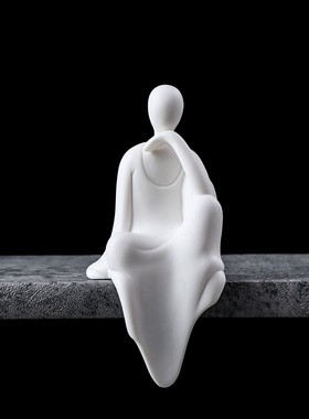 创意新中式玄关客厅禅意陶瓷无相佛小生小沙弥人物家居白瓷摆件