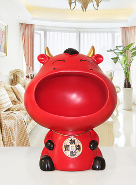 进门口放钥匙收纳摆件创意北欧轻奢招财法斗犬玄关鞋柜家居装饰品