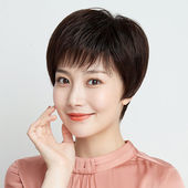 假发女短发真人发丝发套真发全头套真自然假头发妈妈中老年女士款