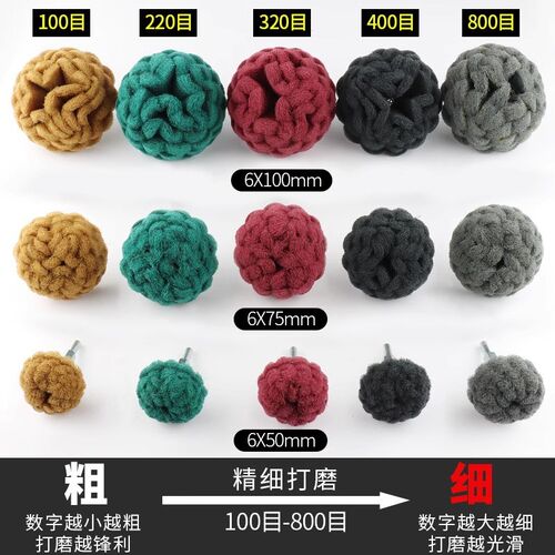 百洁布磨头蘑菇型带柄尼龙纤维抛光轮除锈打磨工具不锈钢拉丝神器