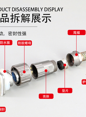 密封防水航空插头插座FQ18-3/4/5/6/7/12芯快速连接器电缆头接插
