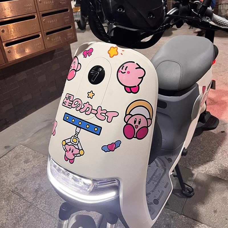 电动车贴纸防水防晒创意个性草莓熊星之卡比装饰划痕遮挡车身可爱